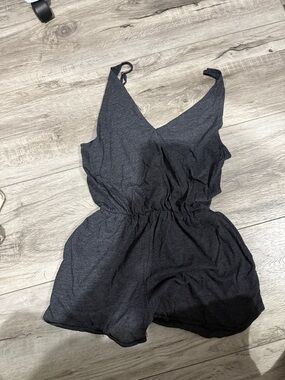 PINK Victoria's Secret Charcoal Sleeveless V-Neck Romper